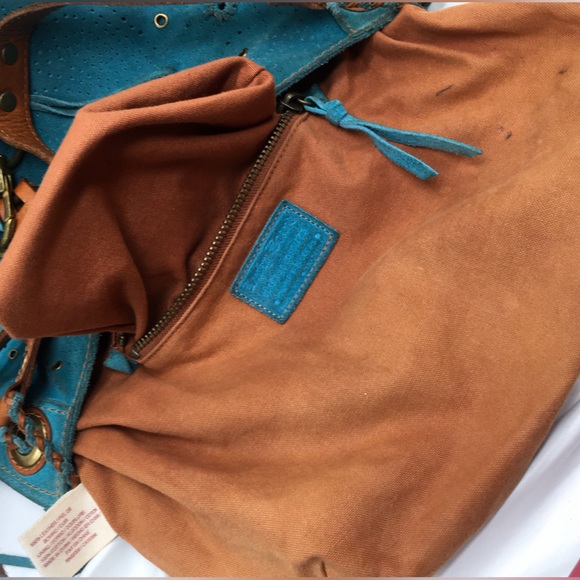 Lucky Brand Laser Cut Perforated Suede Tassel Hippie Hobo Shoulder Handbag - Picture 6 of 8